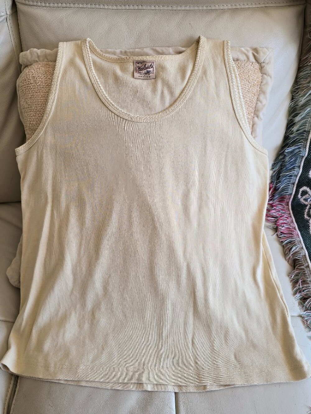Woolrich 100% cotton tan tank top L